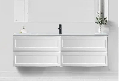 Hampton Shaker 1500mm Matte White Wall Hung With All Drawer Vanity