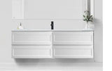 Hampton Shaker 1500mm Matte White Wall Hung With All Drawer Vanity