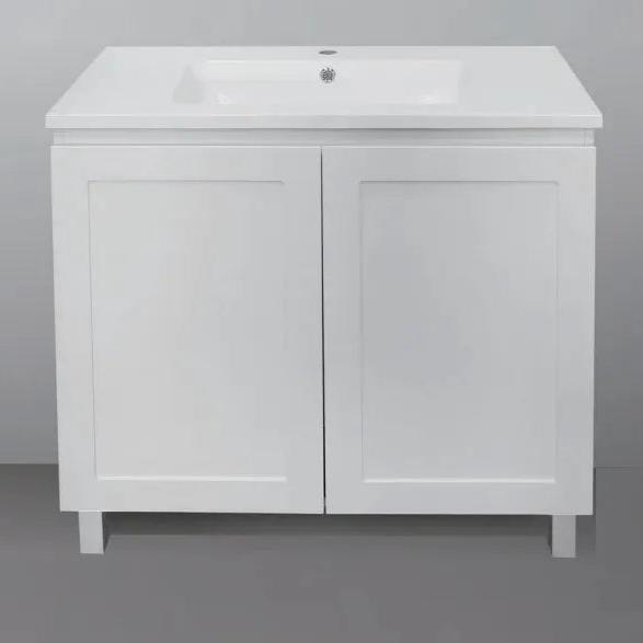 Hampton Shaker 600mm Two Doors Vanity with legs Matte White