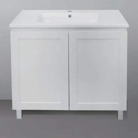 Hampton Shaker 900mm Matte White Legs Two Doors Vanity