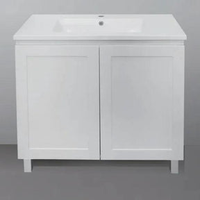 Hampton Shaker 900mm Matte White Two Doors Freestanding Vanity - RJ Bathroom