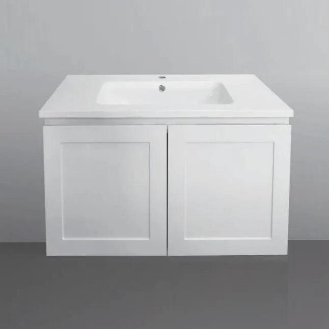 Hampton Shaker 600 Matte White Wall Hung Two Doors Vanity