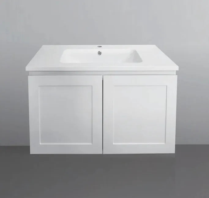 Hampton Shaker Wall Hung Two Doors 750mm Vanity Matte White