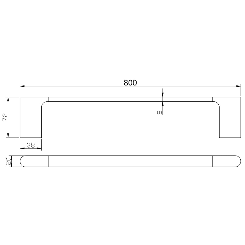 Cora Single Towel Rail 800mm Chrome