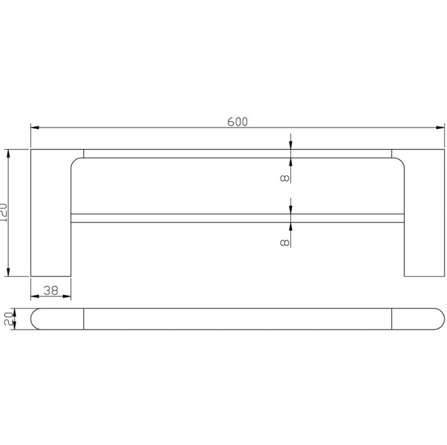 Cora Double Towel Rail 600mm Chrome