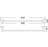 Otus Single Towel Rail 600mm Chrome