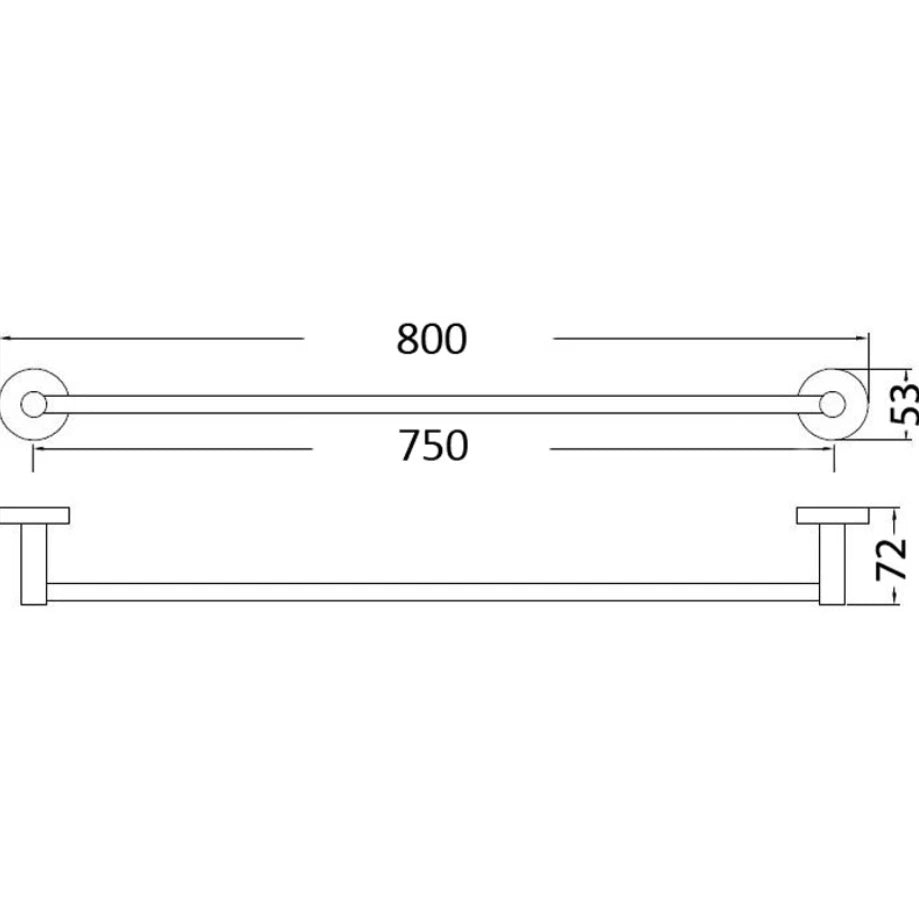 Otus Single Towel Rail 750mm Chrome