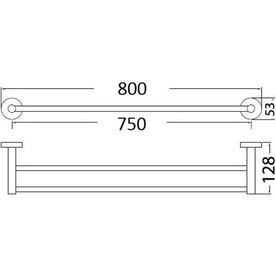 Otus Double Towel Rail 750mm Chrome