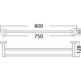 Otus Double Towel Rail 750mm Chrome