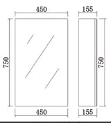 Polar Gloss White PVC Waterproof 450mm Mirror Shaving Cabinet