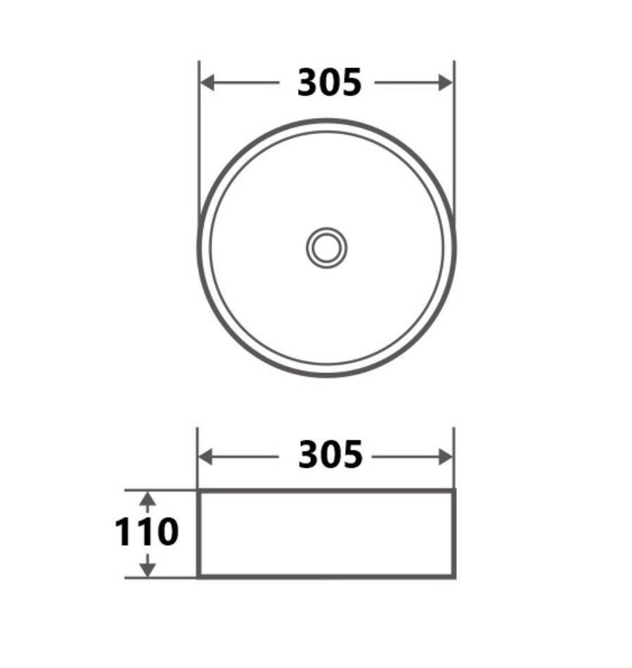 Sasso 30 Round Above Counter Matte White Basin