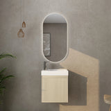 Timber Fluted Coastal Oak Ensuite Narrow Bellevue Wall Hung Vanity 450mm