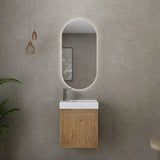Timber Fluted Prime Oak Ensuite Narrow Bellevue Wall Hung Vanity 450mm