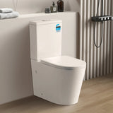 Modern toilet in a bathroom setting with a neutral color scheme