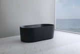 Ally Groove Fluted Oval Round Freestanding Bathtub 1500mm Matte Black