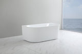Bari 1700mm Fluted Back to Wall Freestanding Matte White Bathtub