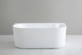 Bari 1700mm Fluted Back to Wall Freestanding Matte White Bathtub