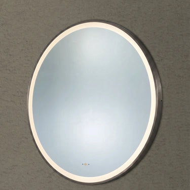 Gun Metal LED Mirror Luna Round Framed Anti-Fog Bathroom 800x800mm