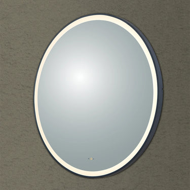 Matte Black LED Mirror Luna Round Framed Anti-Fog Bathroom 800x800mm