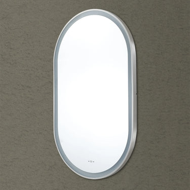 Brushed Nickel LED Mirror Olivia Oval Pill Framed Anti-Fog Bathroom 450x900mm