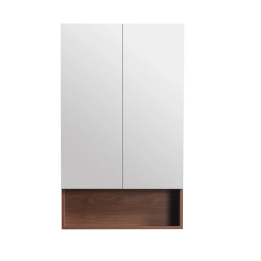 Timber Look Ridgewood Walnut Mocha Oak 600mm Mirror Shaving Cabinet