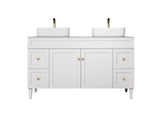 Harrington Hampton Shaker 1500mm Matte White Double Bowl PVC Waterproof Freestanding Vanity Carrara Stone Top