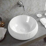 Oran Fluted Ceramic 400x400mm Above Counter Gloss White Basin
