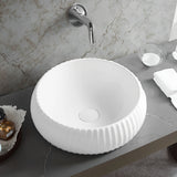 Oran Fluted Fine Ceramic 400x400mm Above Counter Matte White Basin
