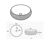 Oran Fluted Fine Ceramic 400x400mm Above Counter Matte White Basin