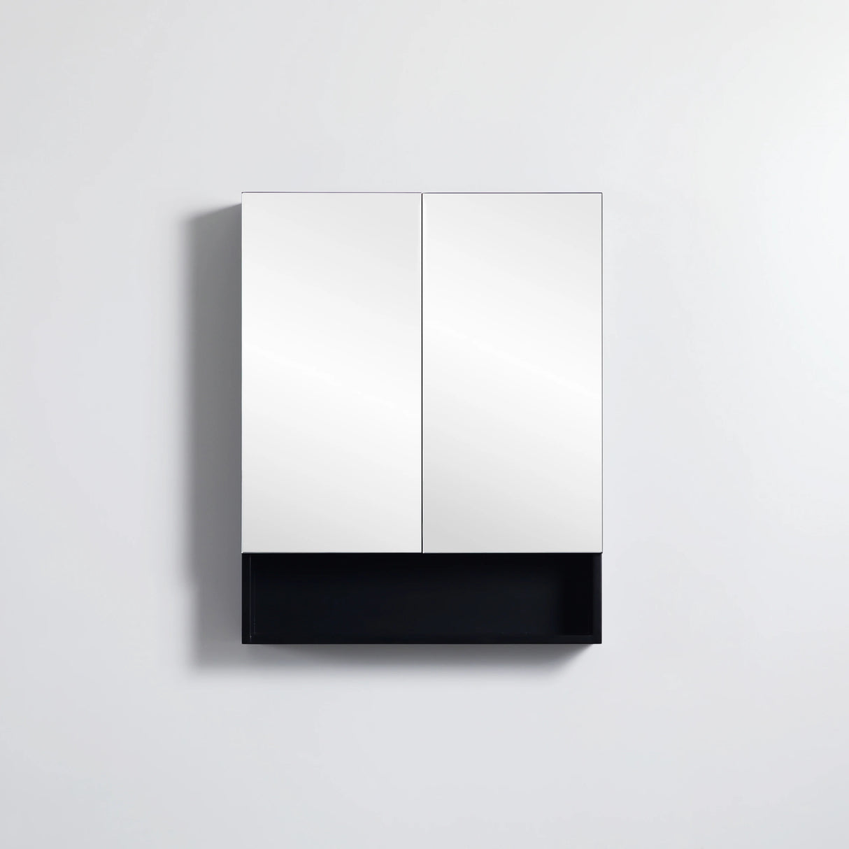 Matte Black PVC Waterproof 600mm Fremantle Mirror Shaving Cabinet