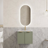 Miami Hampton Shaker 600mm Olive Green PVC Waterproof Wall Hung Vanity Solid Surface Stone top