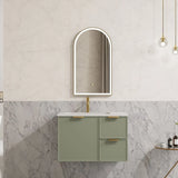 Miami Hampton Shaker 750mm Olive Green PVC Waterproof Wall Hung Vanity Calacatta Stone top