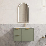 Miami Hampton Shaker 750mm Olive Green PVC Waterproof Wall Hung Vanity Calacatta Stone top