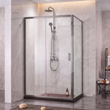 Gun Metal 920/1000/1100/1200/1300/1400/1500/1600/1700mm Cov Semi Frameless Corner Sliding Door Shower Screen