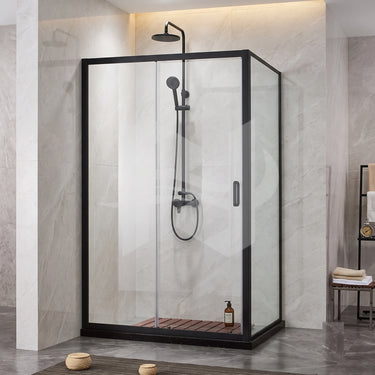 Matte Black 920/1000/1100/1200/1300/1400/1500/1600/1700mm Cov Semi Frameless Corner Sliding Door Shower Screen