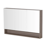 Timber Wood Grain Stella Oak PVC Waterproof 1200mm Copper-Free Mirrored Shaving Cabinet with Shelf