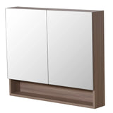 Timber Wood Grain Stella Oak PVC Waterproof 900mm Copper-Free Mirrored Shaving Cabinet with Shelf
