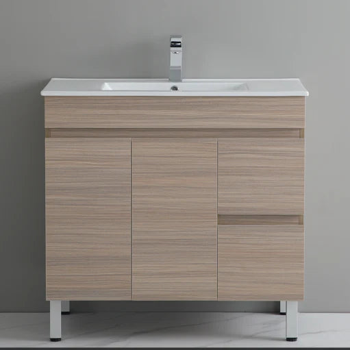 Timber Wood Grain Stella Oak 900mm PVC Waterproof Freestanding Vanity
