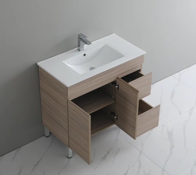 Timber Wood Grain Stella Oak 900mm PVC Waterproof Freestanding Vanity