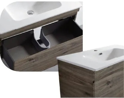 TimberLux Walnut All Drawer 600/750/900/1200mm Water proof Freestanding Legs Vanity - RJ Bathroom