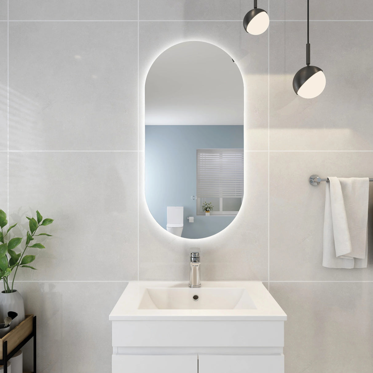 Olivia Oval Frameless Anti-Fog Backlit Bathroom LED Mirror 450x900mm