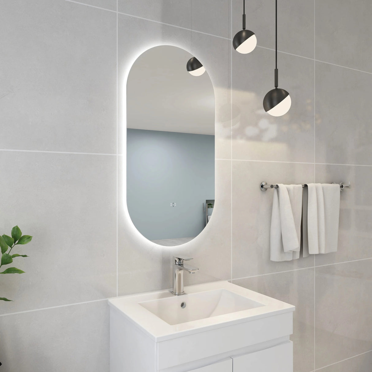 Olivia Oval Frameless Anti-Fog Backlit Bathroom LED Mirror 450x900mm