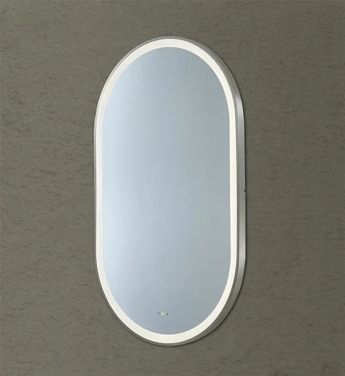 Gun Metal LED Mirror Olivia Oval Pill Framed Anti-Fog Bathroom 450x900 | 600x1000mm