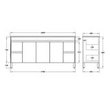 Polar 1800mm Single/Double Bowl Freestanding PVC Waterproof Bathroom Vanity with Stone Top