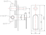 Ruki Wall Mixer with Diverter Matt Black