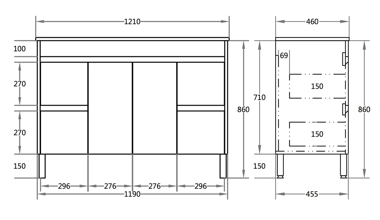 Timber Wood Grain Stella Oak 1200mm PVC Waterproof Freestanding Vanity