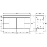 Timber Wood Grain Stella Oak 1500mm Double Bowl PVC Waterproof Freestanding Vanity
