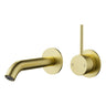 Otus Brushed Gold Slimline Wall Basin Mixer Set Separate Back Plate Lever Up - Stainless Steel