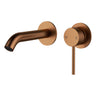 Otus Brushed Copper Slimline Wall Basin Mixer Set Separate Back Plate - Stainless Steel