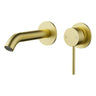 Otus Brushed Gold Slimline Wall Basin Mixer Set Separate Back Plate - Stainless Steel